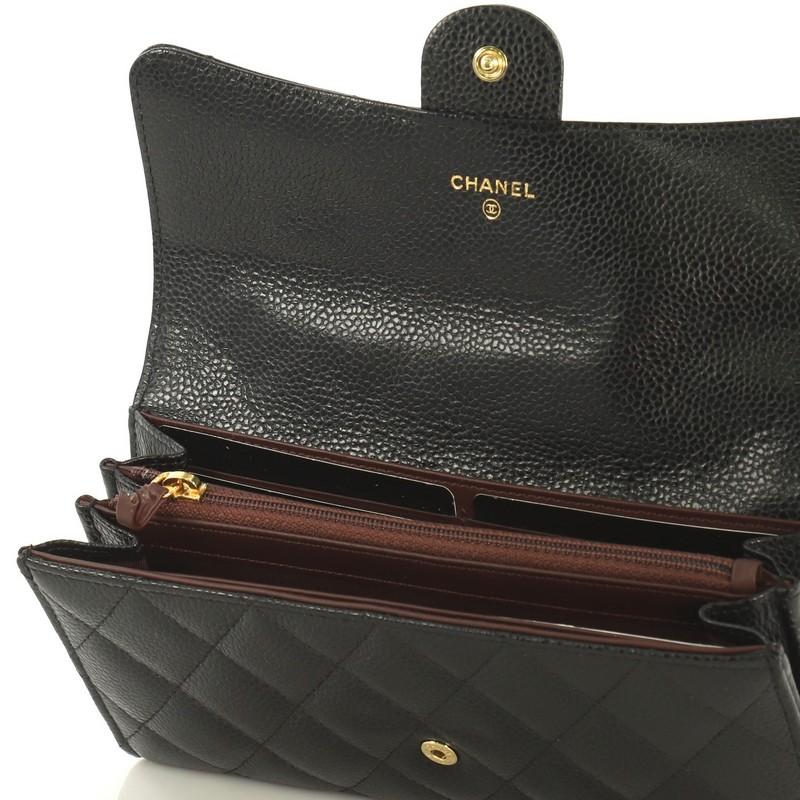 Women's or Men's Chanel CC Gusset Classic Flap Wallet Quilted Caviar Long