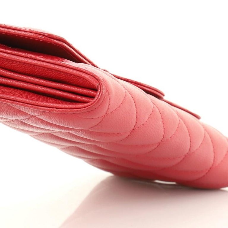 Chanel CC Gusset Classic Flap Wallet Quilted Caviar Long at 1stDibs chanel wallet red