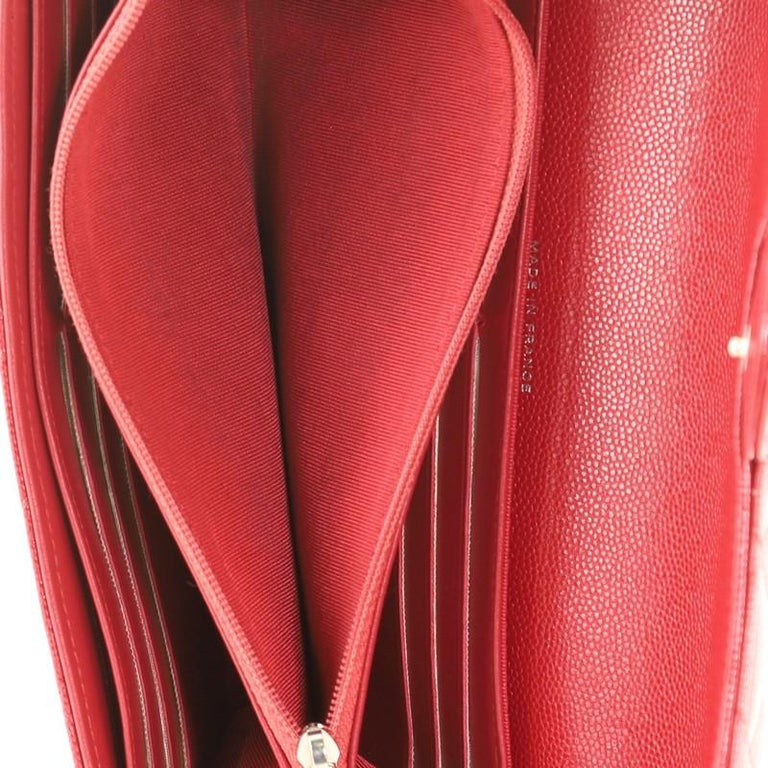 Chanel CC Gusset Classic Flap Wallet Quilted Caviar Long at 1stDibs chanel wallet red