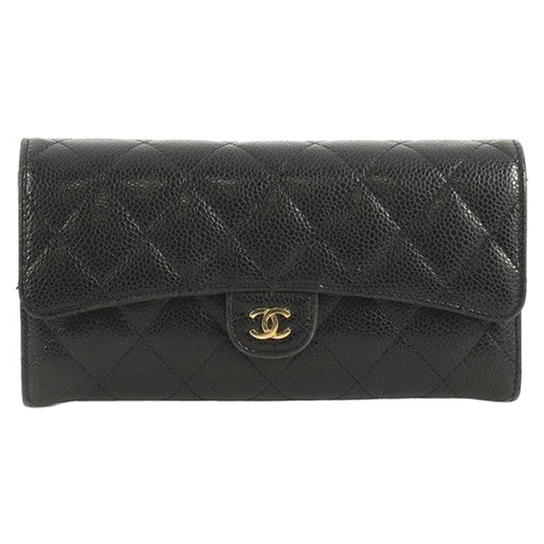 Chanel CC Gusset Classic Flap Wallet Quilted Caviar Long at 1stDibs