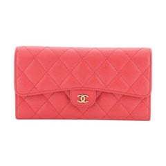 Chanel CC Gusset Classic Flap Wallet Quilted Caviar Long