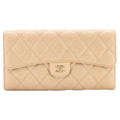 Chanel CC Gusset Classic Flap Wallet Quilted Iridescent Caviar Long