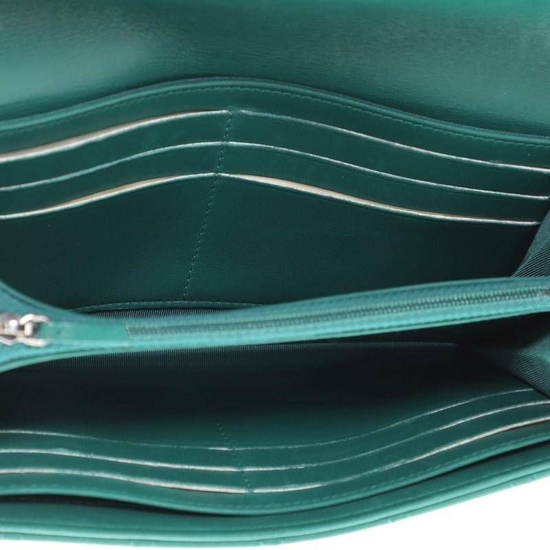 Blue Chanel CC Gusset Classic Flap Wallet Quilted Lambskin Long