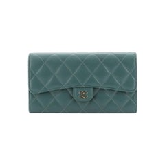 Chanel CC Gusset Classic Flap Wallet Quilted Lambskin Long