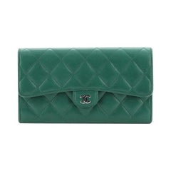 Chanel CC Gusset Classic Flap Wallet Quilted Lambskin Long