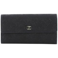 Chanel CC Gusset Flap Wallet Lace Leather Long