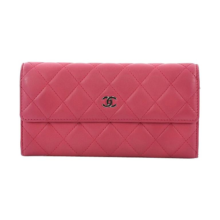 Chanel CC Gusset Flap Wallet Quilted Lambskin Long