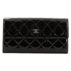 Chanel  CC Gusset Flap Wallet Quilted Patent Long