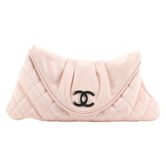 Chanel CC Half Moon Clutch Satin matelassé Small