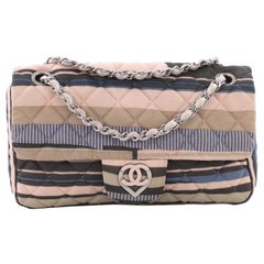 Chanel CC Heart Flap Bag Quilted Printed Jersey Medium