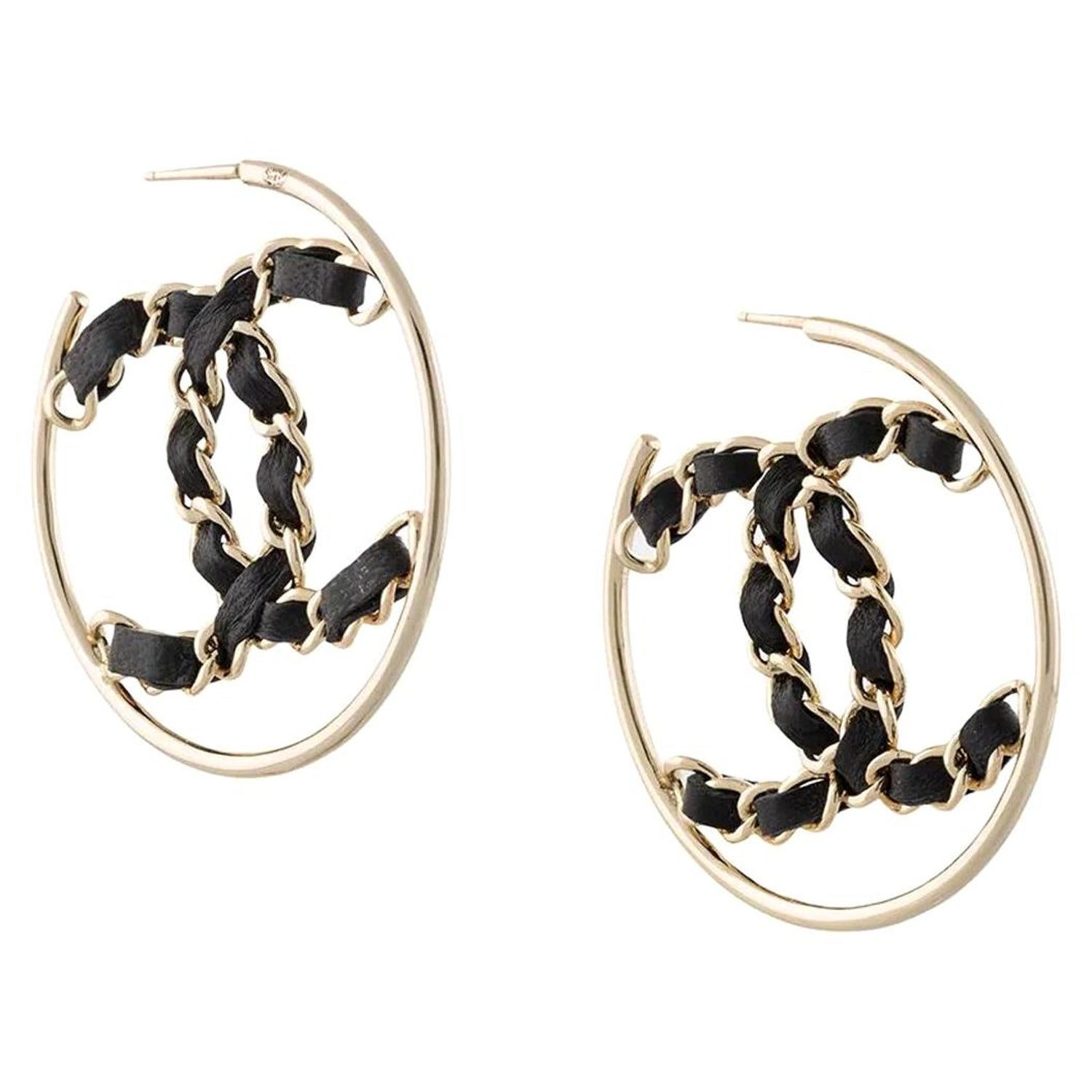 Chanel CC Hoop Earrings at 1stDibs