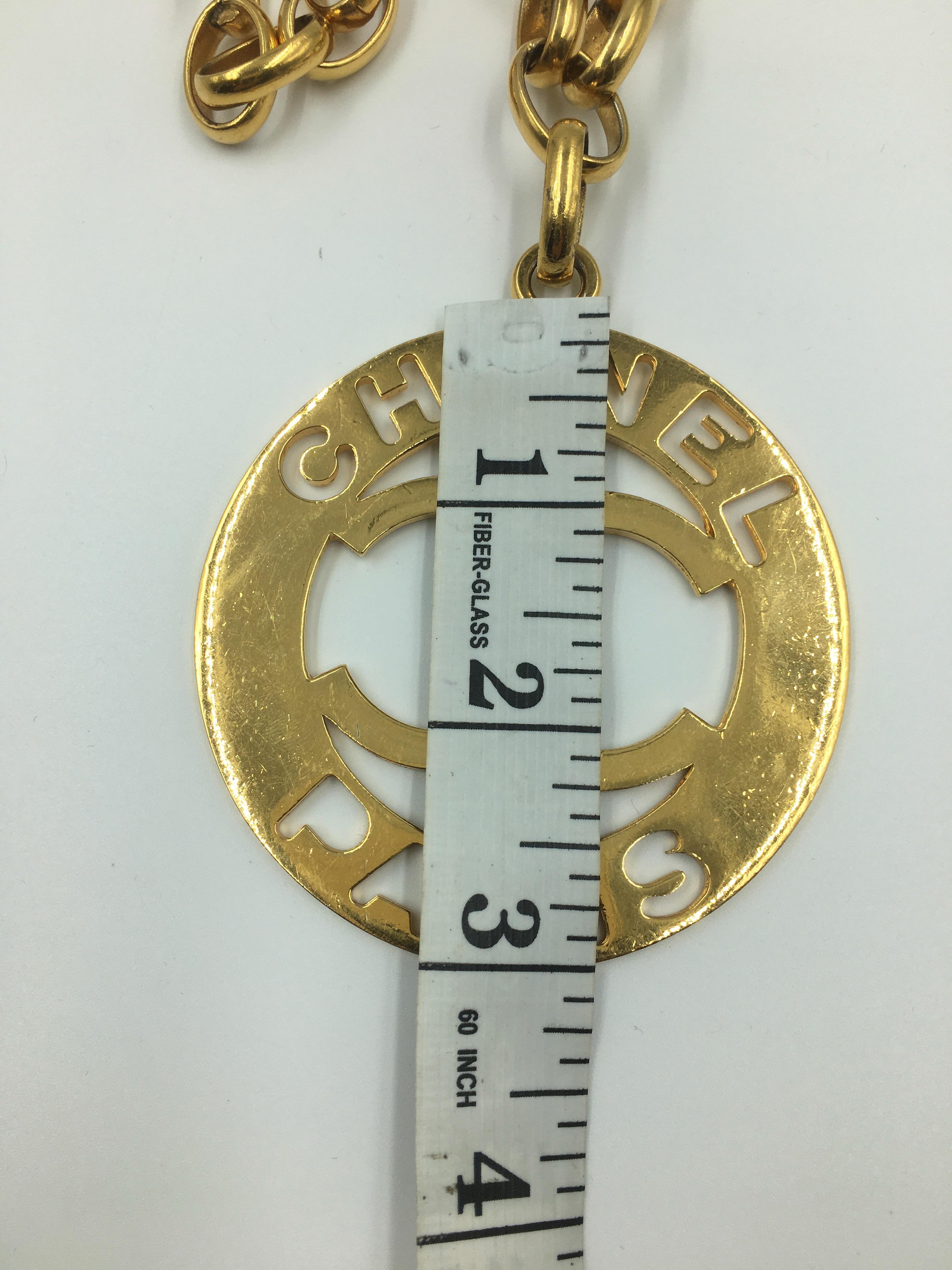 Women's or Men's Chanel CC Medallion Necklace Gold Tone Large Iconic statement Piece For Sale