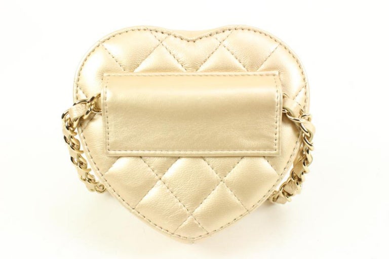 Chanel CC in Love Gold Quilted Lambskin Heart Belt Bag Waist Bag 73ck317s