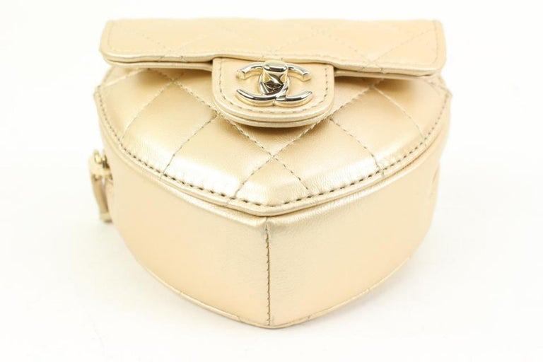Chanel CC in Love Gold Quilted Lambskin Heart Belt Bag Waist Bag 73ck317s  at 1stDibs