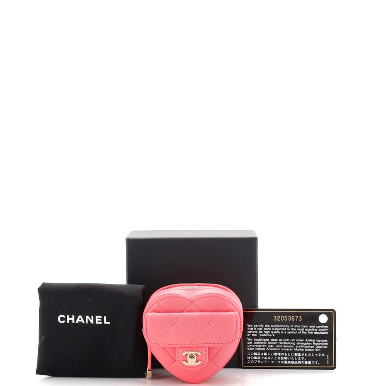 Chanel Lambskin Quilted CC in Love Heart Zipped Arm Coin Purse Purple