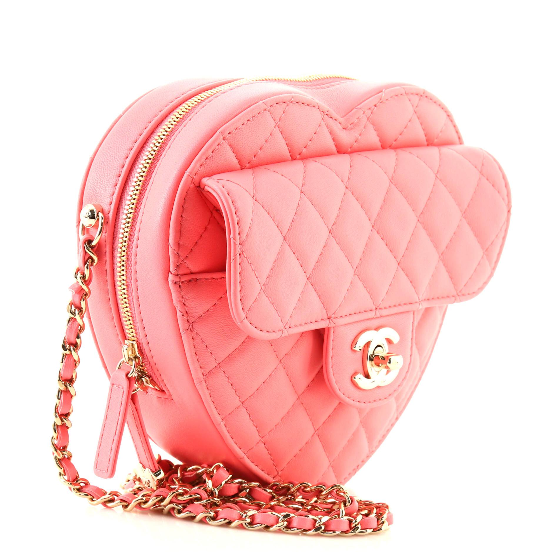 Chanel CC in Love Heart Bag Quilted Lambskin In Good Condition In NY, NY