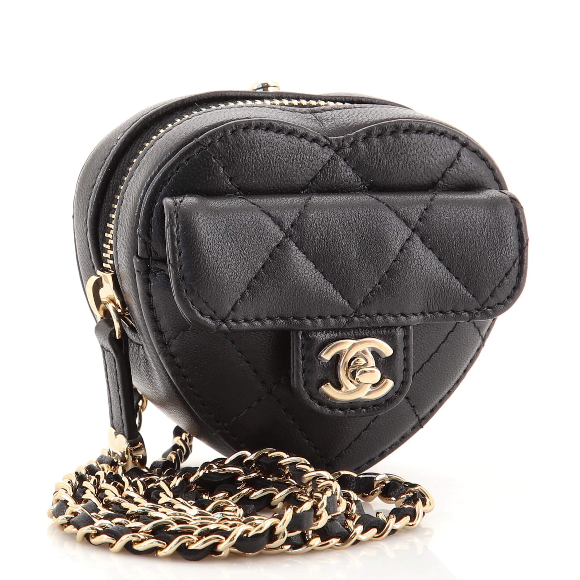 chanel zip coin purse with chain