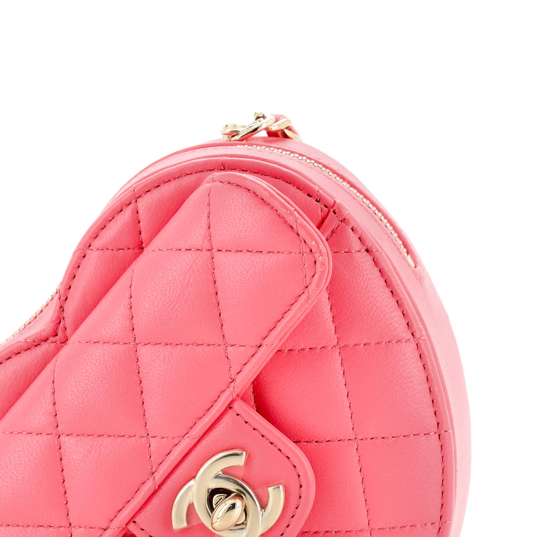 Women's Chanel CC in Love Heart Clutch with Chain Quilted Lambskin