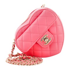 Chanel CC in Love Heart Clutch with Chain Quilted Lambskin