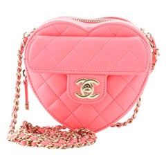 Chanel CC in Love Heart Clutch with Chain Quilted Lambskin