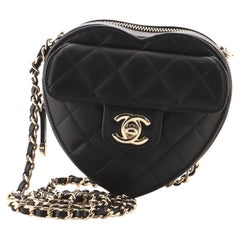 Chanel CC in Love Heart Clutch with Chain Quilted Lambskin