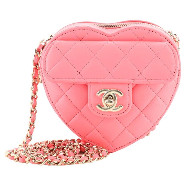 Chanel CC in Love Heart Clutch with Chain Quilted Lambskin at 1stDibs