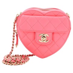 Chanel CC in Love Heart Clutch with Chain Quilted Lambskin