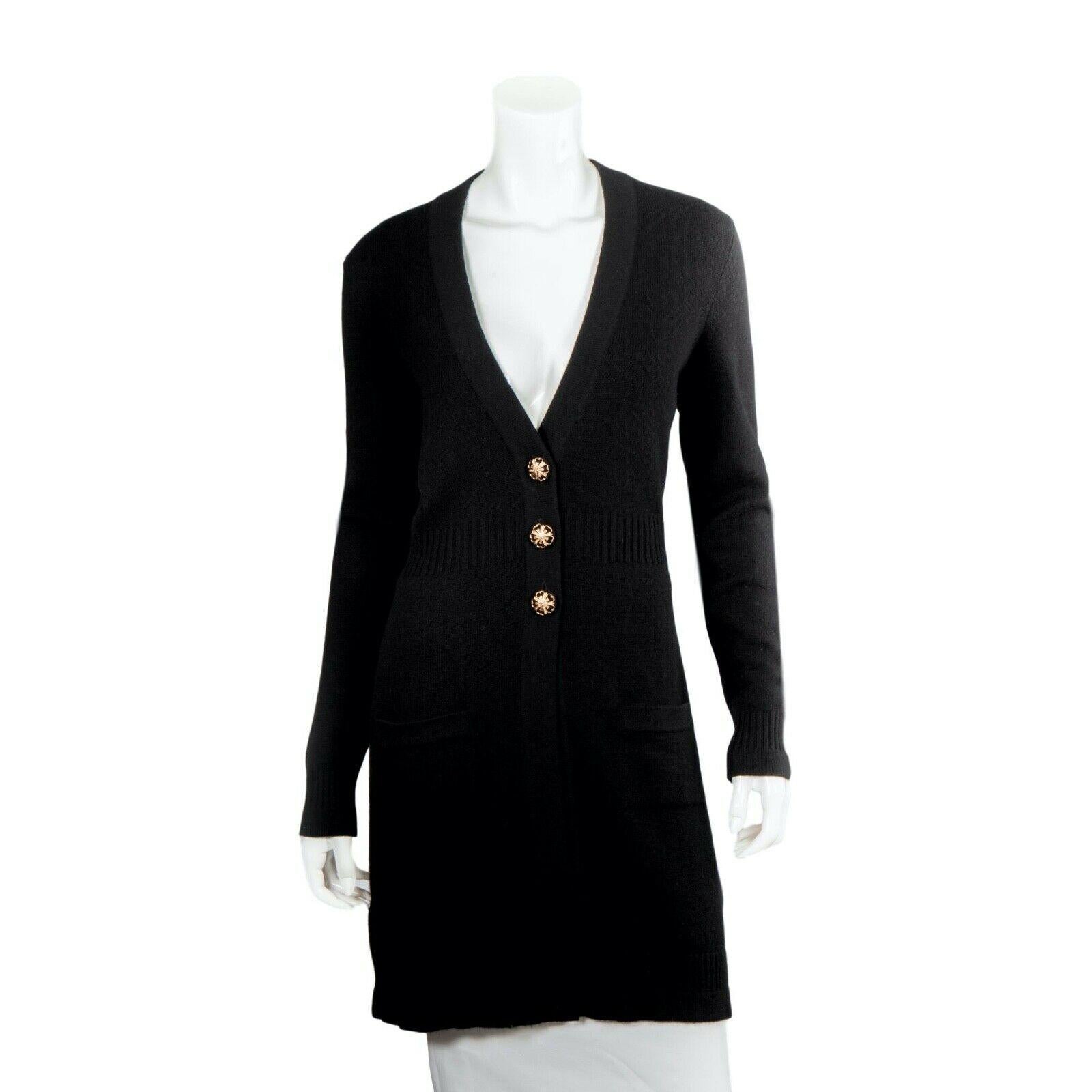 Chanel CC Jewel Buttons Black Cashmere Cardi Coat 7