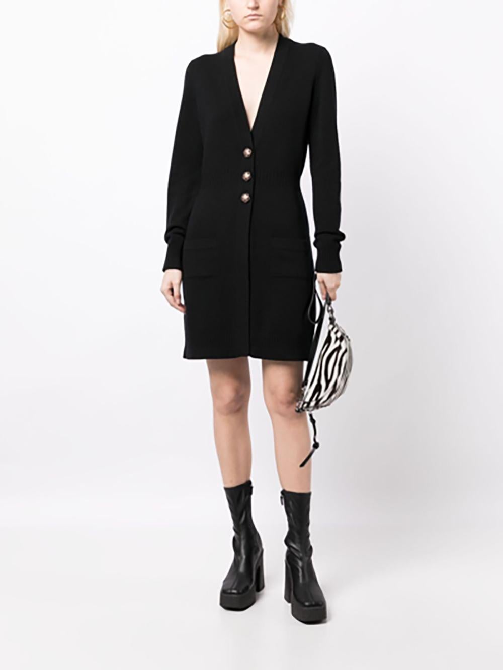 Chanel CC boutons Jewell manteau caraco en cachemire noir 1