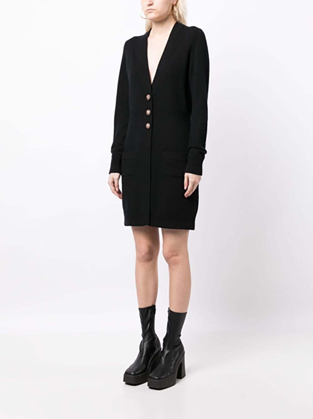 Chanel CC Jewel Buttons Black Cashmere Cardi Coat 2