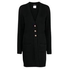 Chanel CC Jewel Buttons Black Cashmere Cardi Coat