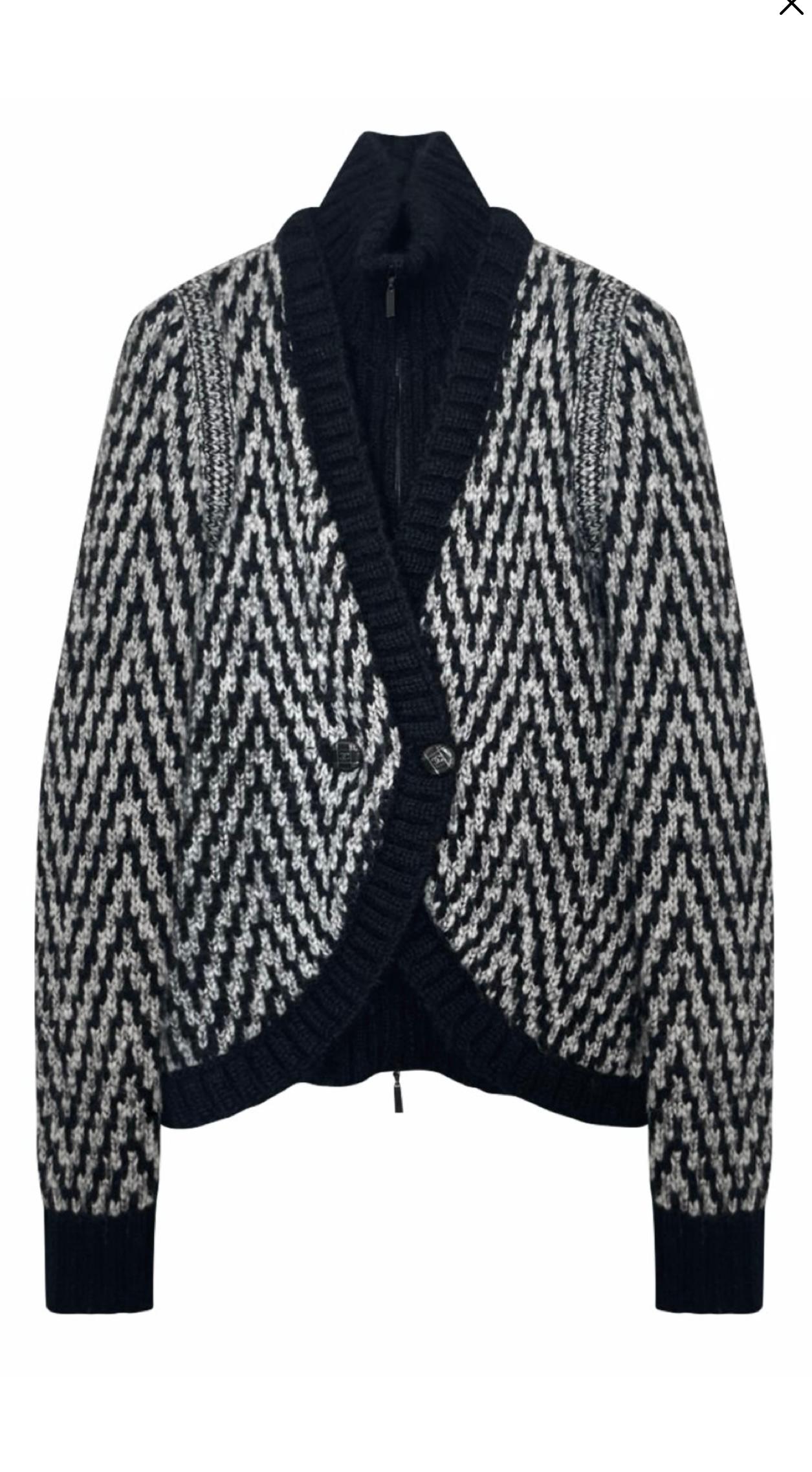 Women's or Men's Chanel CC Jewel Buttons Black Knit Combo Jacket