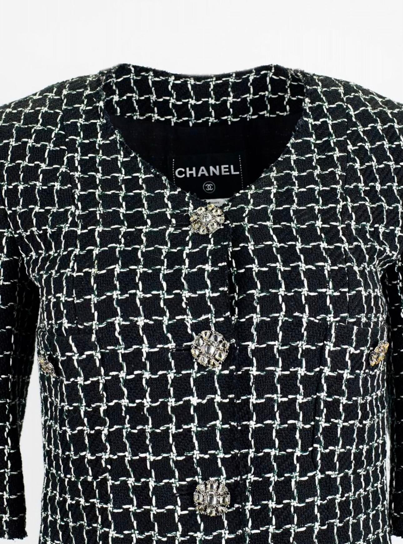 Chanel CC Jewel Buttons Black Tweed Jacket 2