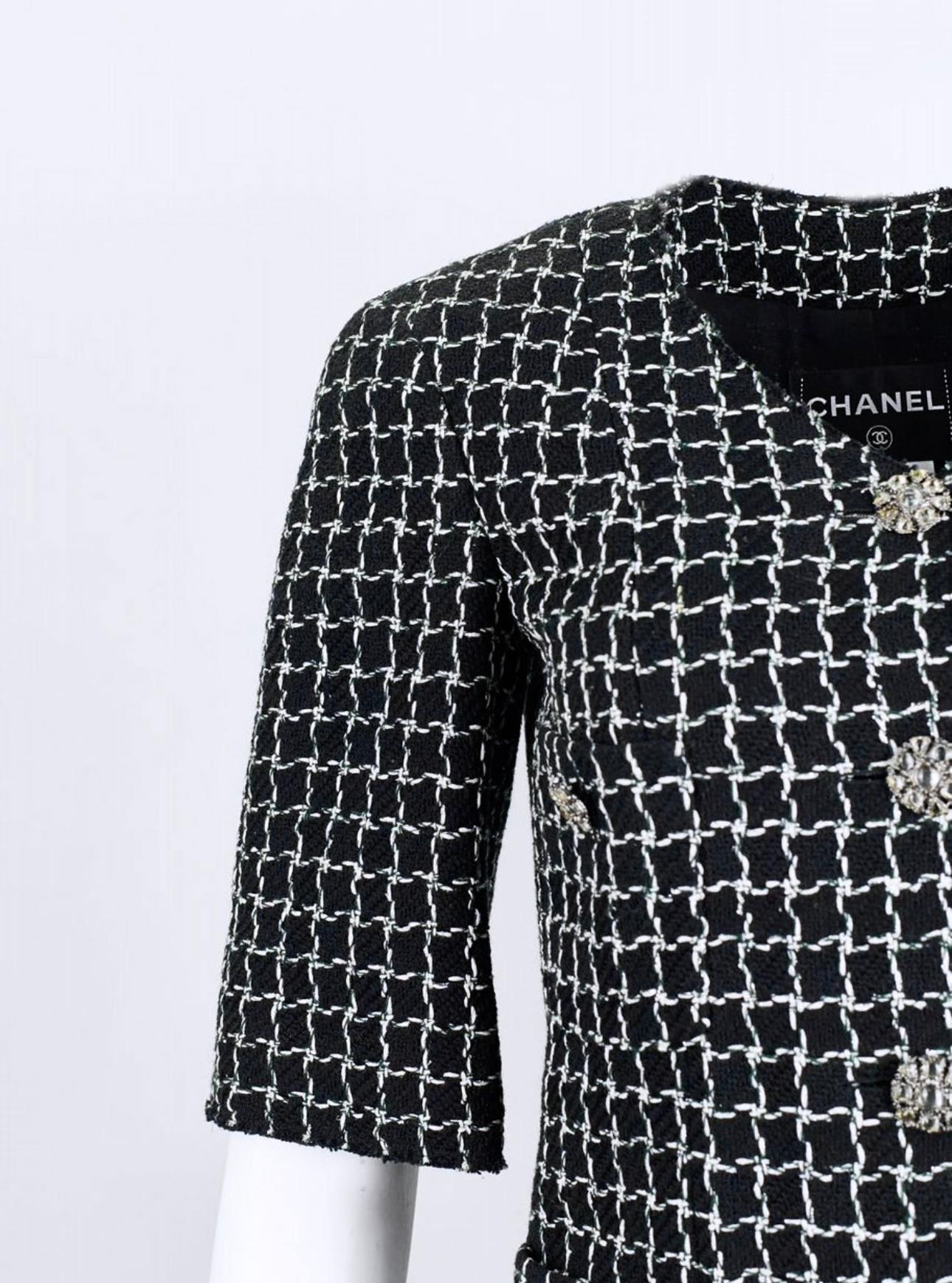 Chanel CC Jewel Buttons Black Tweed Jacket 6