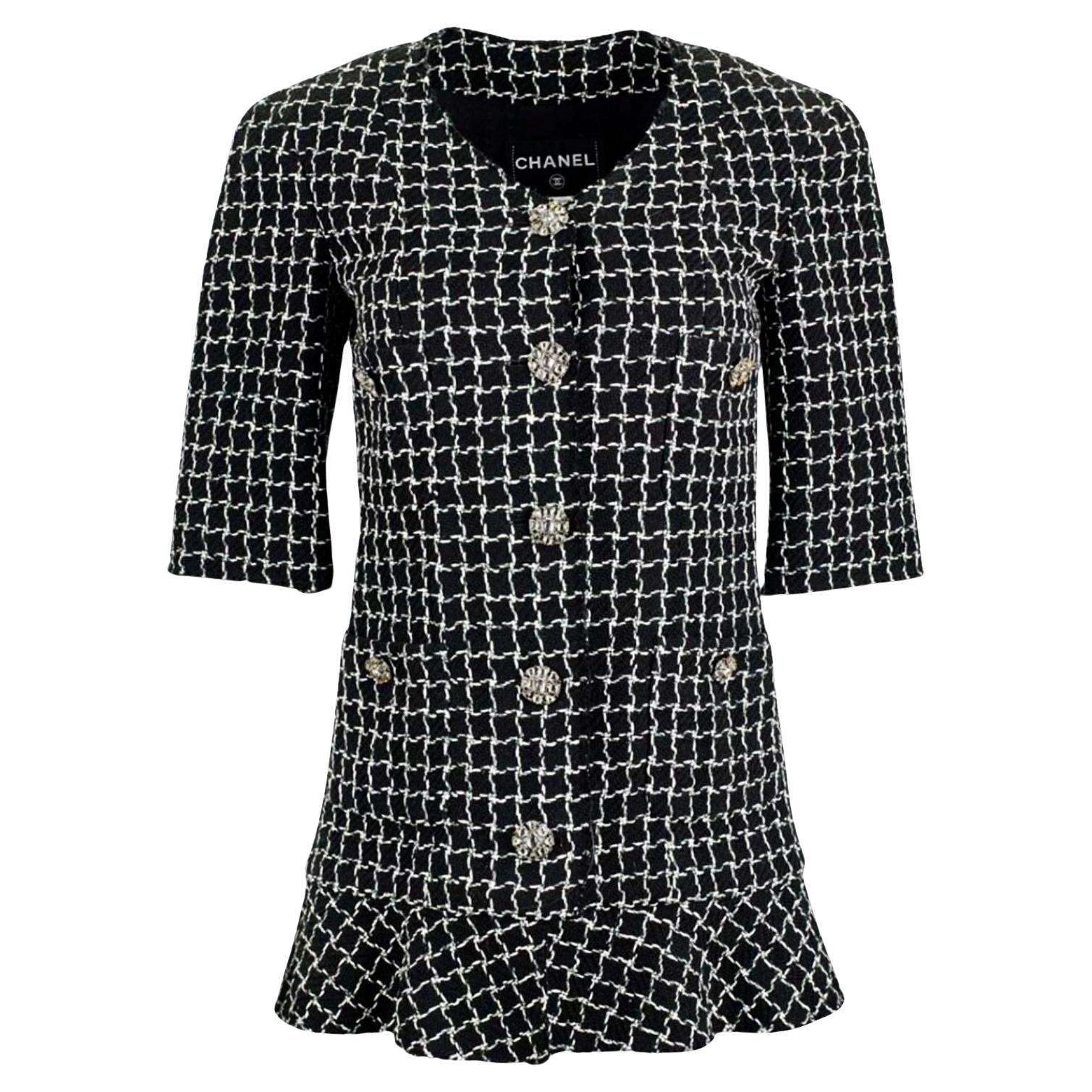 Chanel CC Jewel Buttons Black Tweed Jacket For Sale