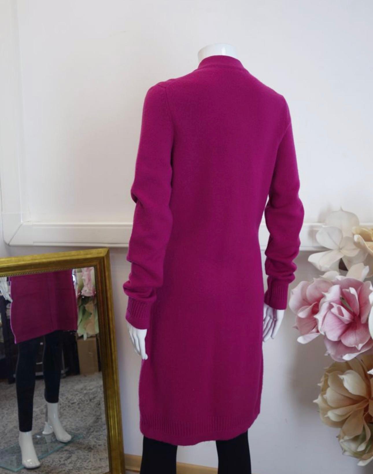 Women's or Men's Chanel CC Jewel Buttons Fuchsia Cashmere Cardigan