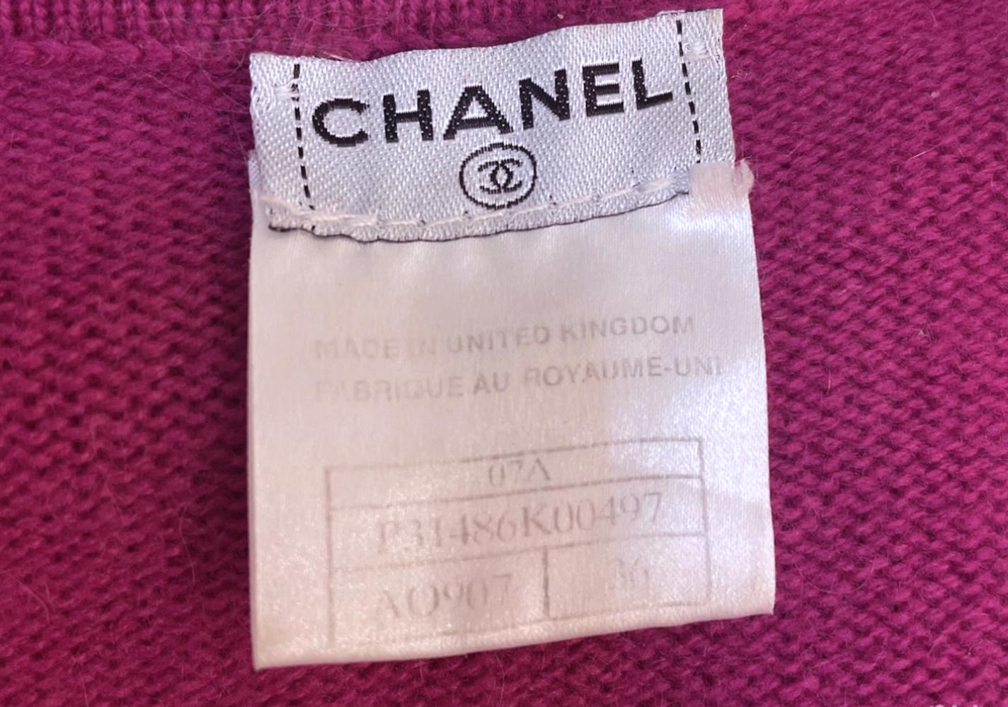 Chanel CC Jewel Buttons Fuchsia Cashmere Cardigan 3