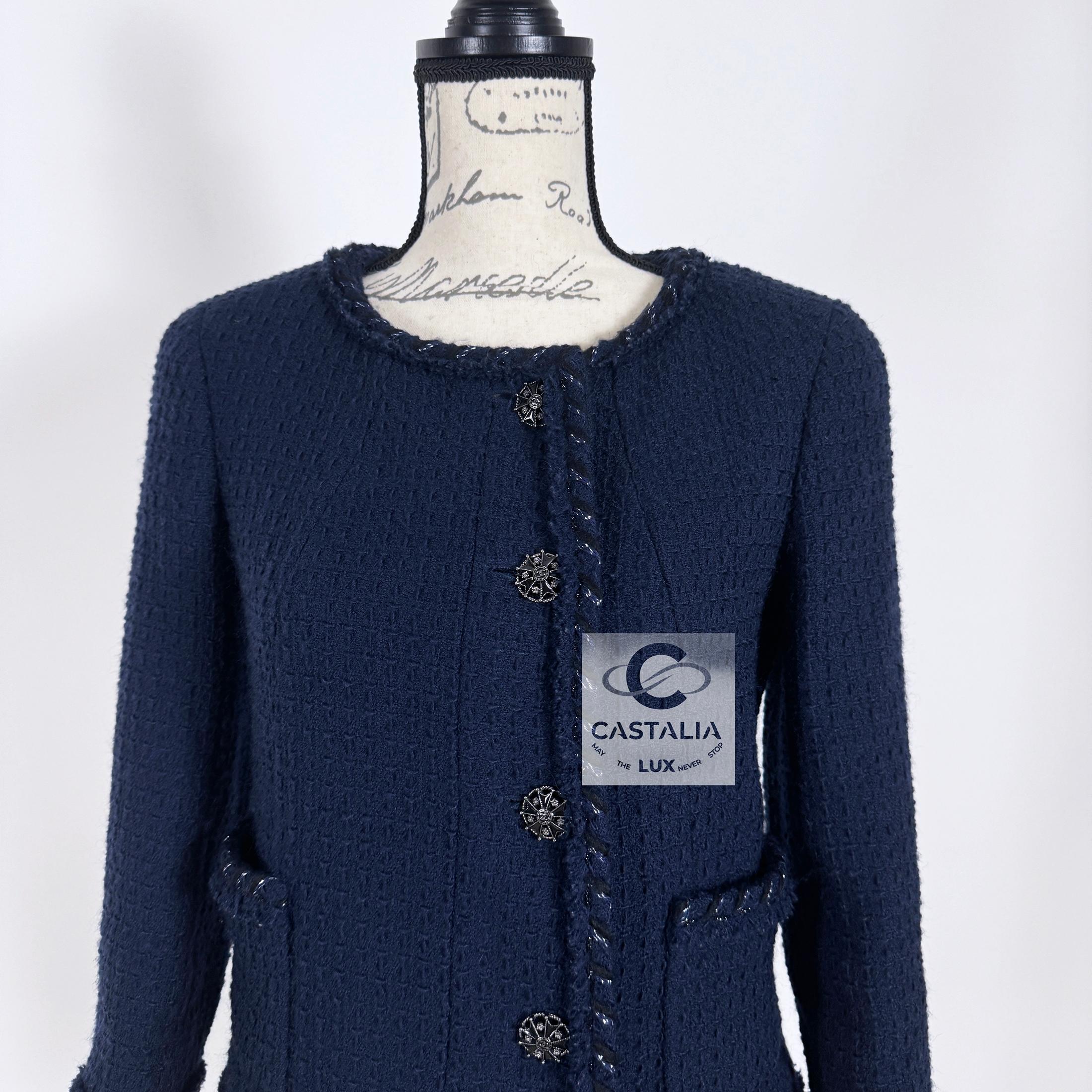 Black Chanel CC Jewel Buttons Little Tweed Jacket