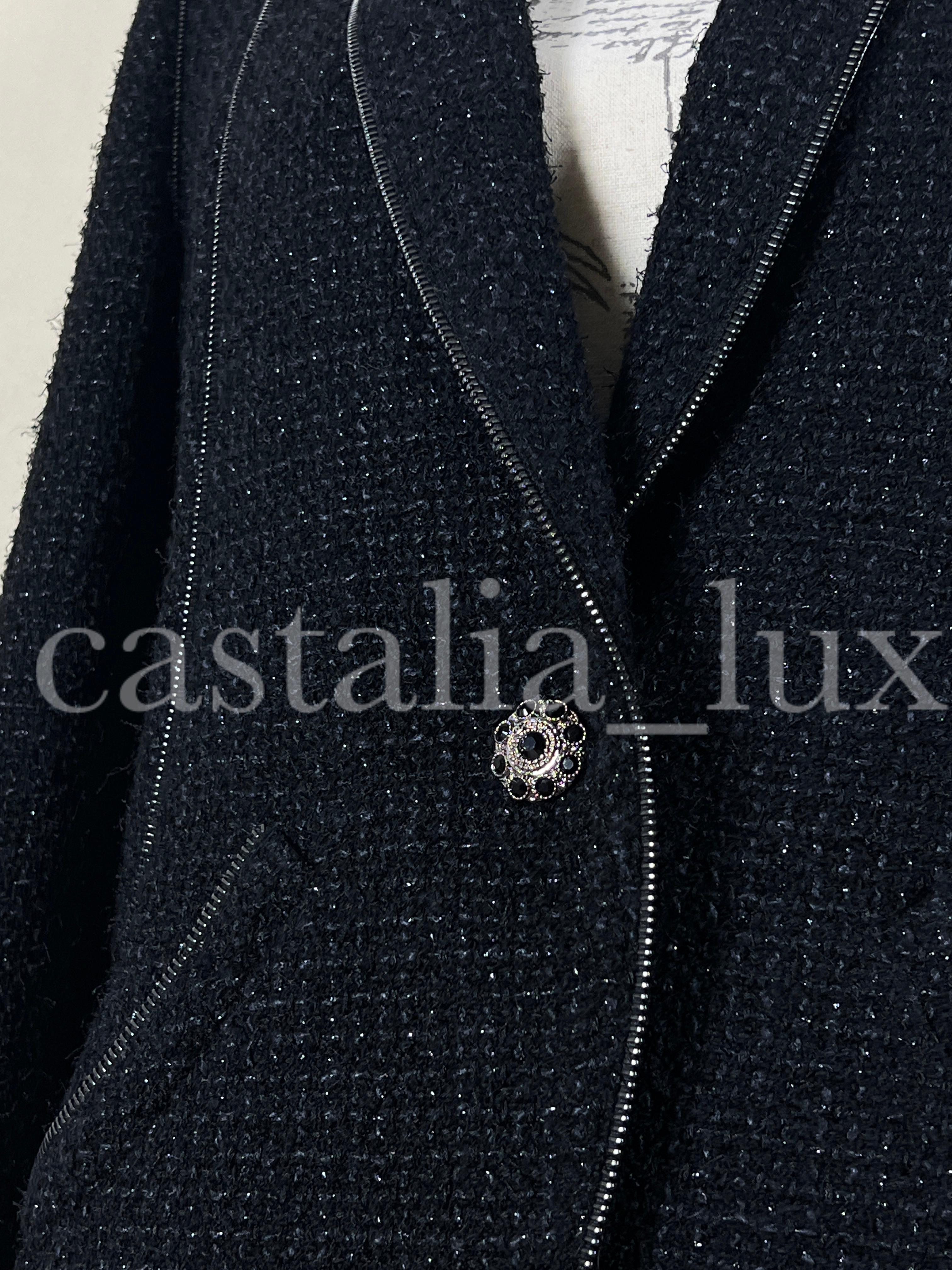 Chanel CC Jewel Gripoix Buttons Black Tweed Jacket 6