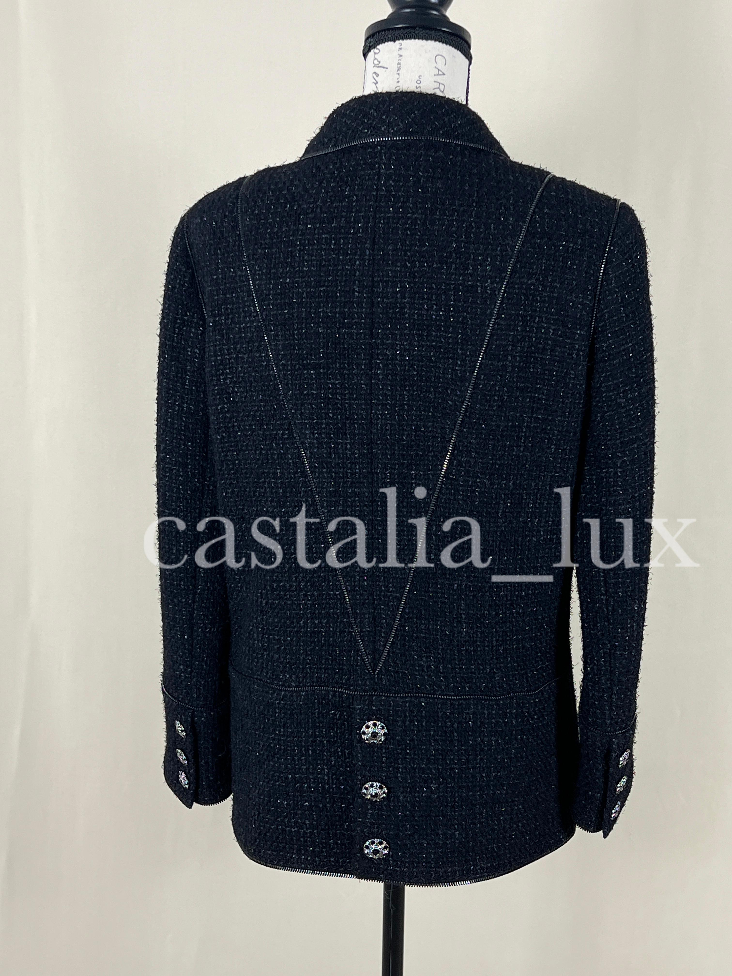 Chanel CC Jewel Gripoix Buttons Black Tweed Jacket 7