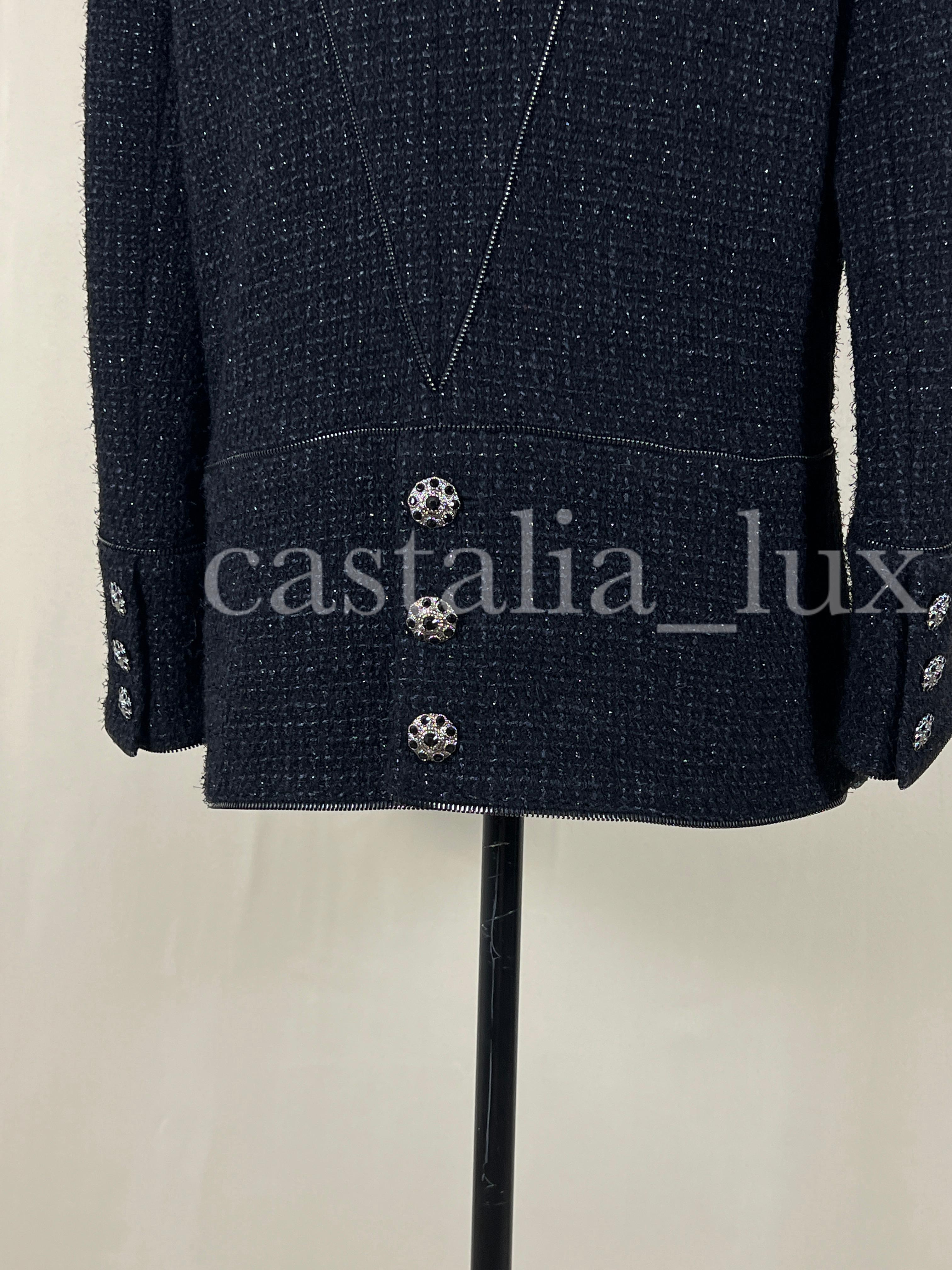 Chanel CC Jewel Gripoix Buttons Black Tweed Jacket 8