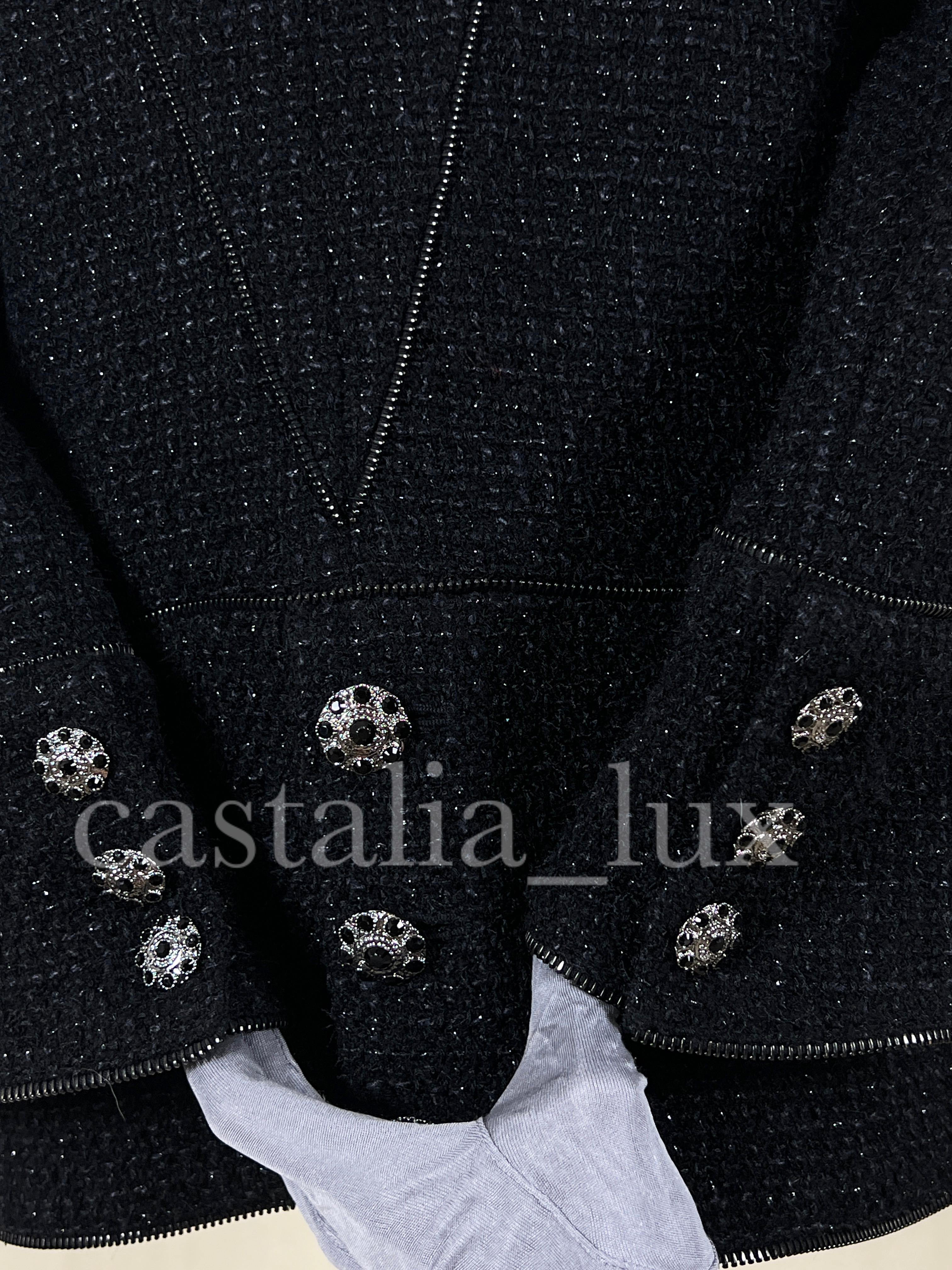 Chanel CC Jewel Gripoix Buttons Black Tweed Jacket 9