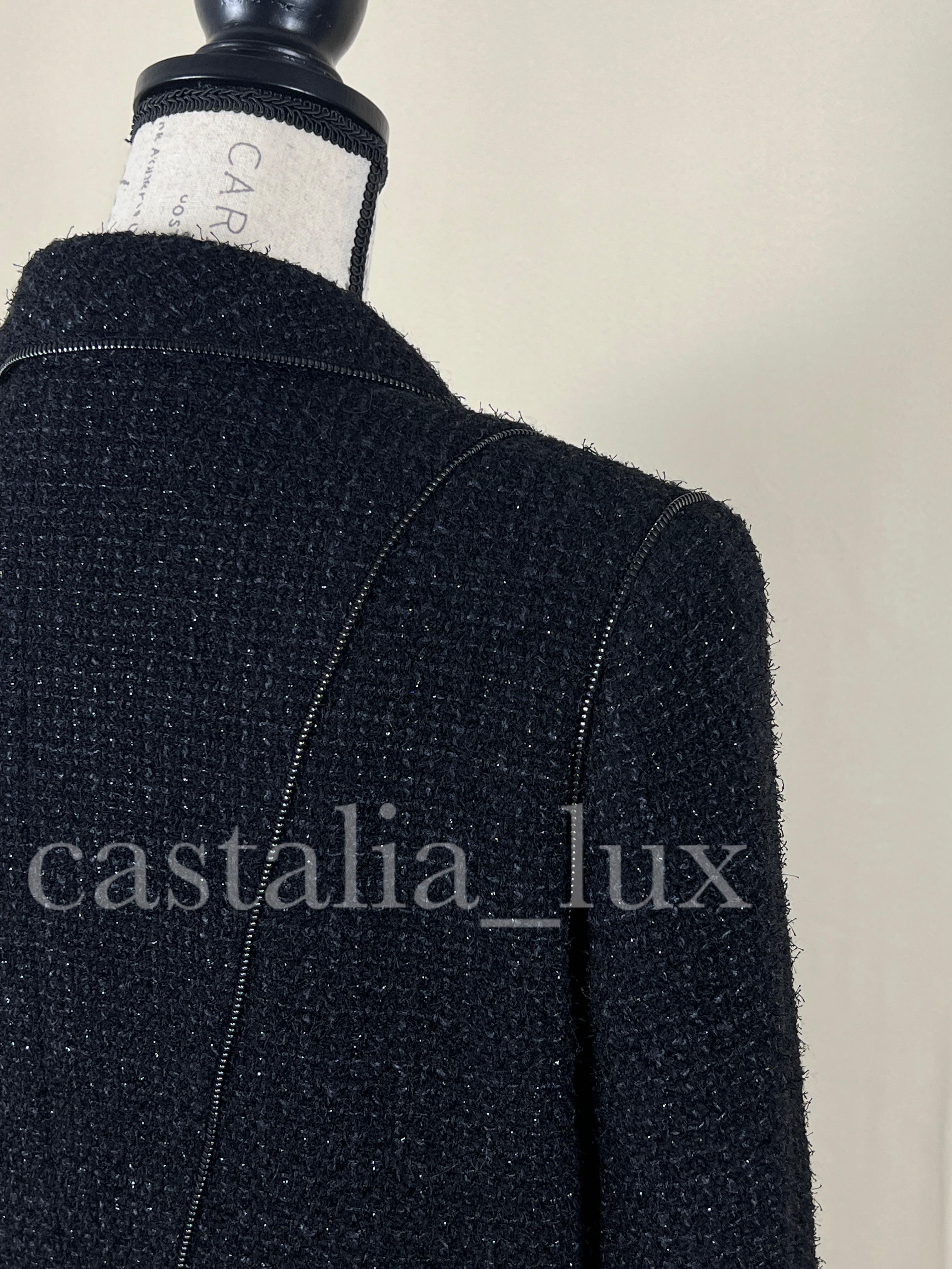 Chanel CC Jewel Gripoix Buttons Black Tweed Jacket 11