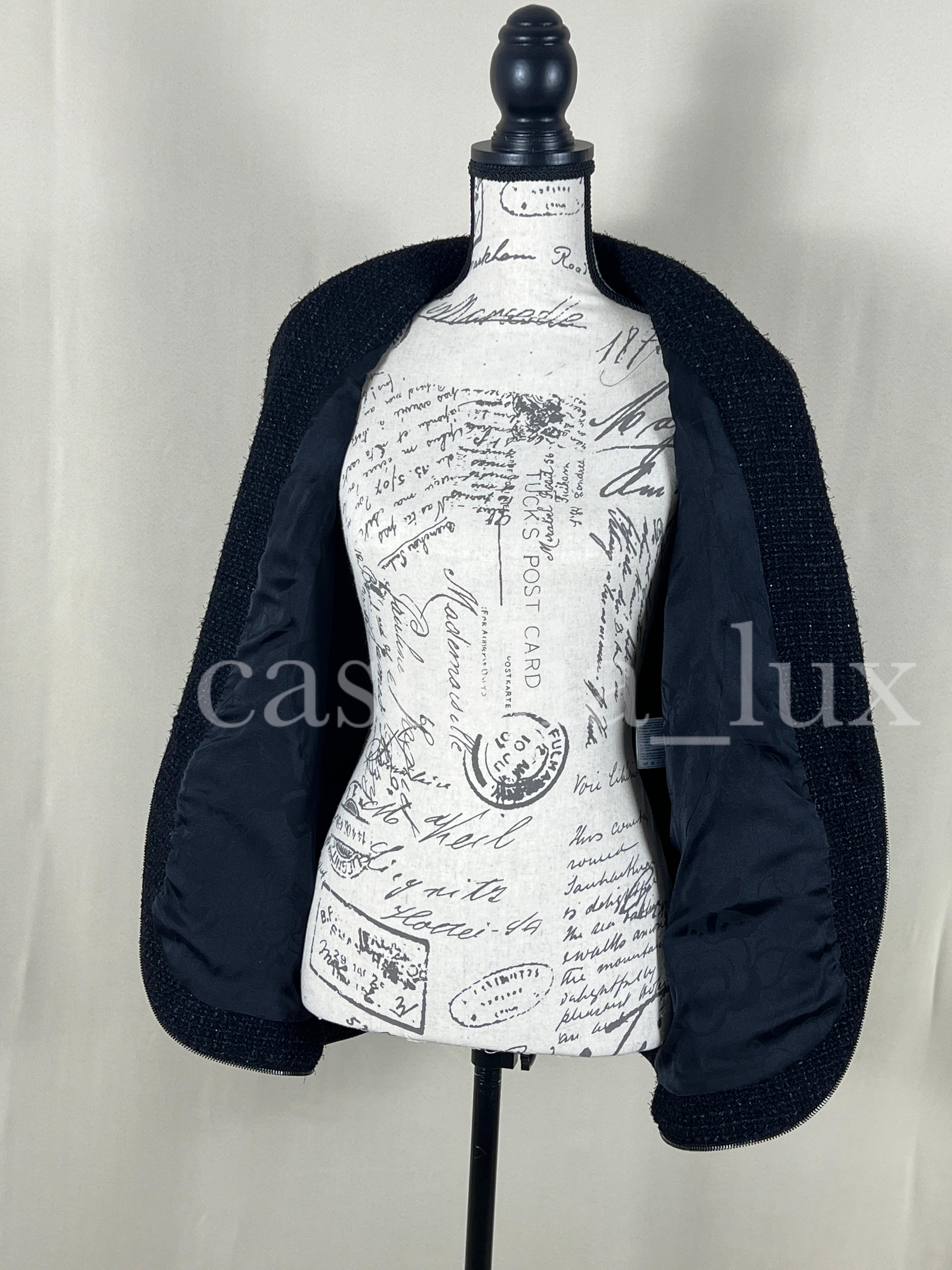Chanel CC Jewel Gripoix Buttons Black Tweed Jacket 12