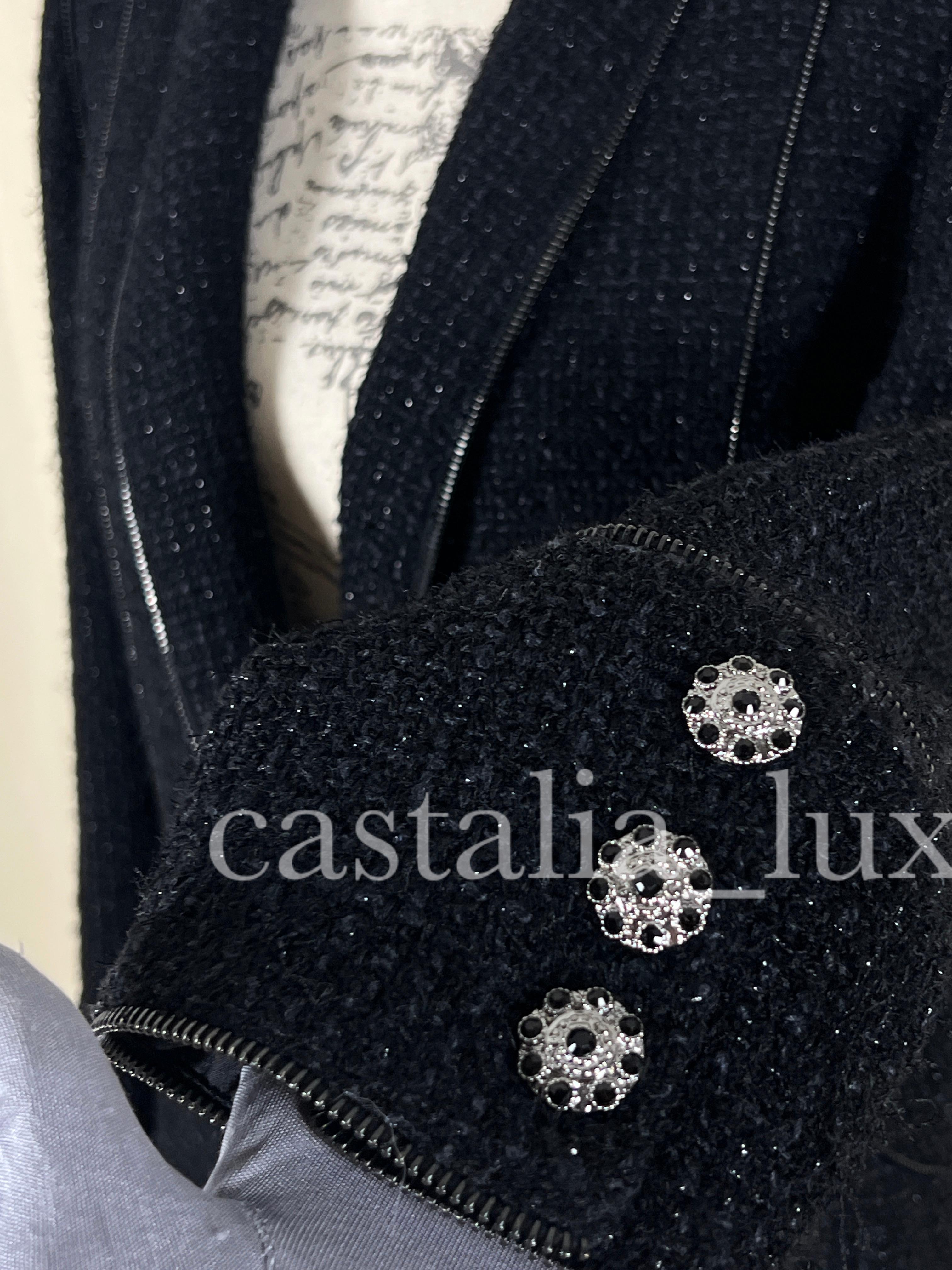 Chanel CC Jewel Gripoix Buttons Black Tweed Jacket 3