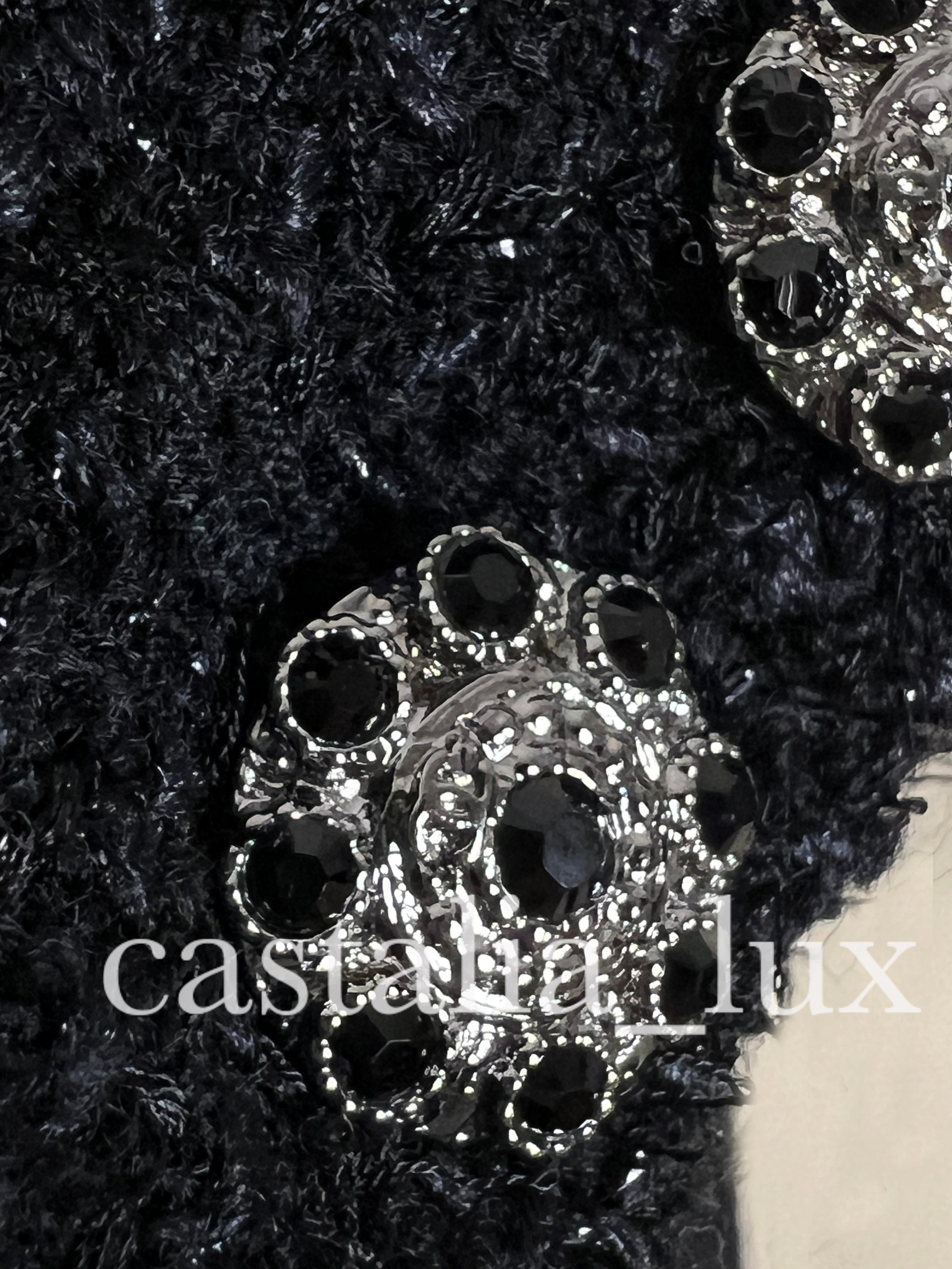 Chanel CC Jewel Gripoix Buttons Black Tweed Jacket 4