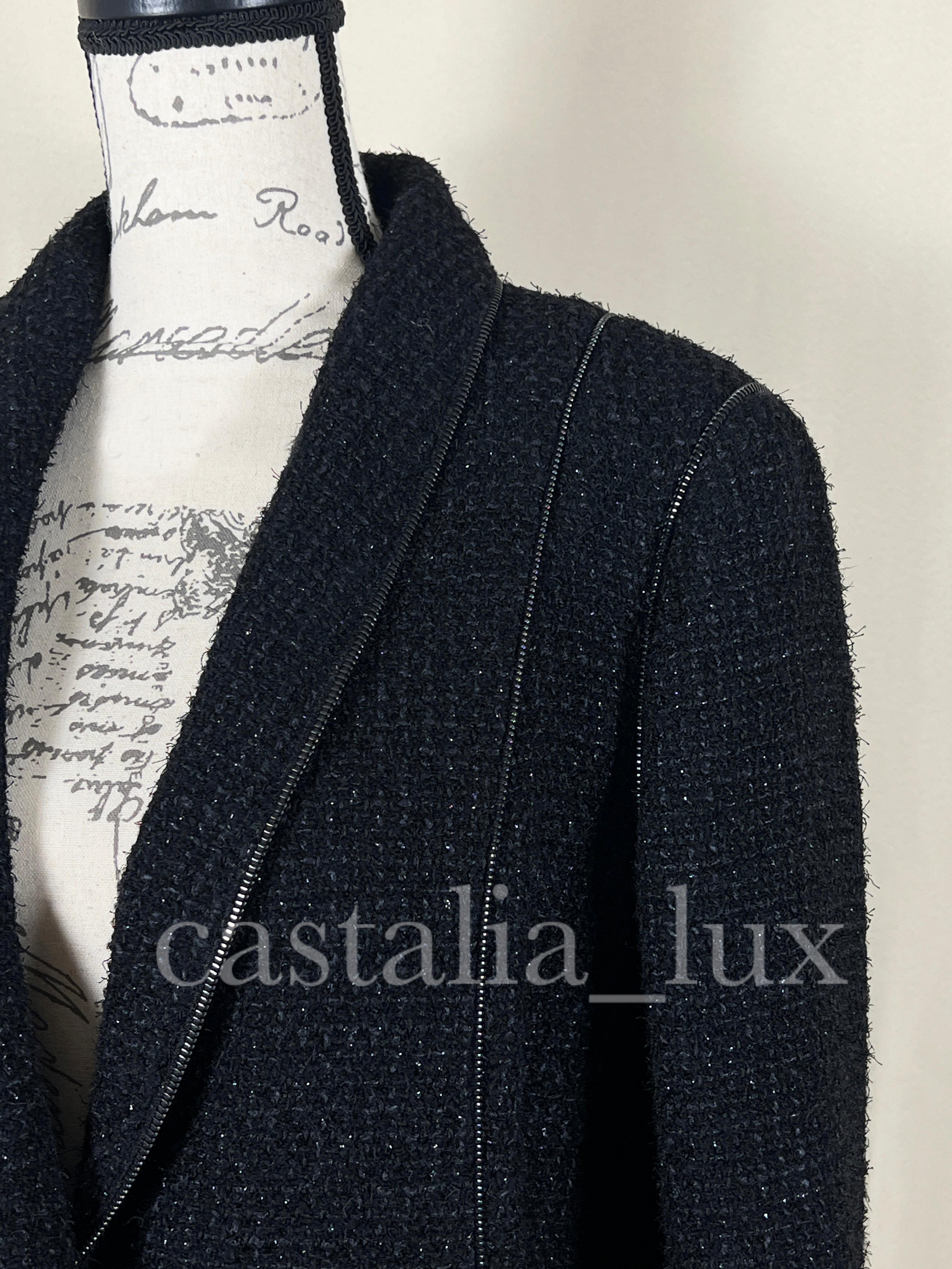 Chanel CC Jewel Gripoix Buttons Black Tweed Jacket 5