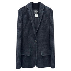 Chanel CC Jewel Gripoix Knöpfe Schwarze Tweed-Jacke mit Knopfleisten