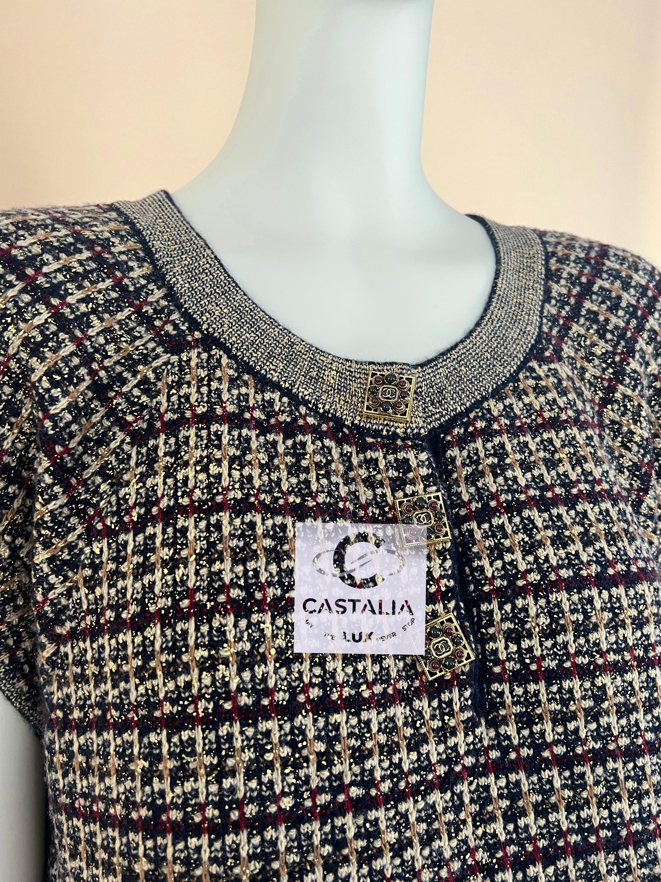 Chanel París / Byzance CC Vestido Botones Gripoix 46 FR 6