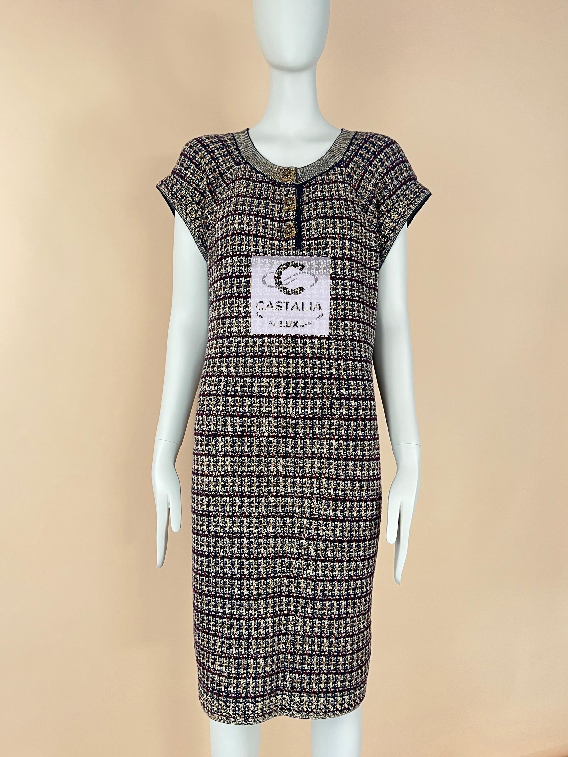 Chanel París / Byzance CC Vestido Botones Gripoix 46 FR 7